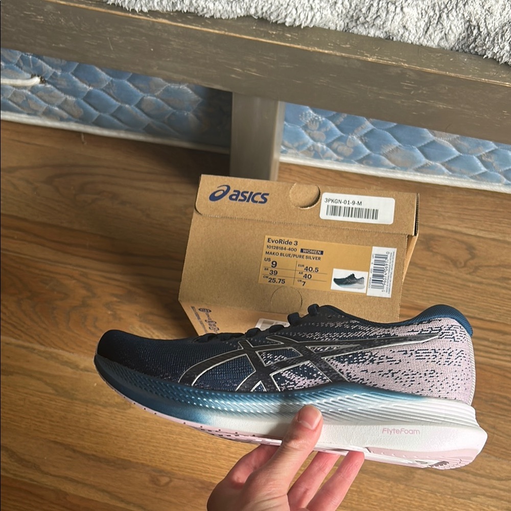 ASICS Women's EvoRide 3 Running Shoes - Navy and Pink